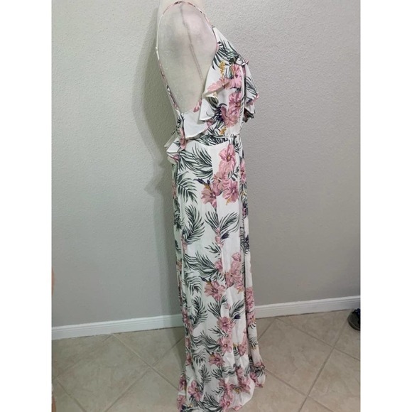 Privacy Please Tropical Floral Ruffle Maxi Dress with Slit - Picture 3 of 12